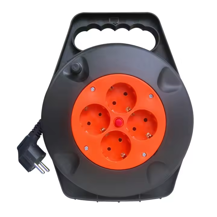 FABRILAMP - ENROLLACABLE 4 Enchufes Cable 5m Cobre C/termostato de Seguridad 3250W Máx. Negro/Naranja - 1
