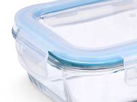 MAXHOME-Set 4 fiambreras borosilic rectangulares 370-600-1000-1500ml,Juego de 4 recipientes de almacenamiento de alimentos de cristal,recipientes de vidrio con tapas - details 1
