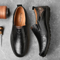 Zapatos Casuales Hechos a Mano Para Hombres Plataforma Plana Transpirables Zapatillas De Exterior Loafers Con Cubierta Superior De Cuero Split - details 3