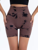 Shorts De Gimnasio Para Mujer Con Diseño De Tie Dye Y Cintura Elástica Ancha Sin Costuras De Alta Cintura Leggings De Deporte - details 13