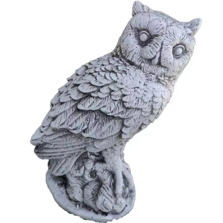 Figura de Búho Tronco Curioso de Hormigón para Exterior, 20x16x31cm, AnaParra - 1