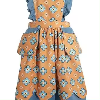 Delantal vintage para mujer, bonito delantal de cocina floral con bolsillos para cocinar y jardinería. - 1