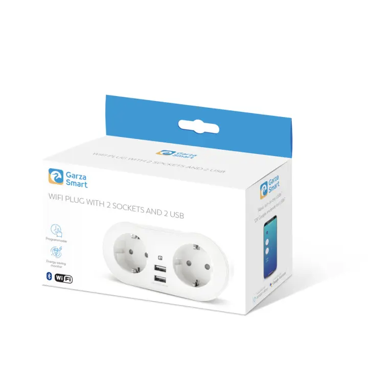 Garza Enchufe Inteligente Wifi Doble - Control Remoto y Automatizaciones - 1