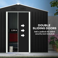Outsunny Caseta de Jardín de 3,6 m² 236x174x190 cm Cobertizo Exterior de Acero Galvanizado para Almacenar Herramientas con Puertas Correderas y 4 Ventanas para Terraza Patio - details 9