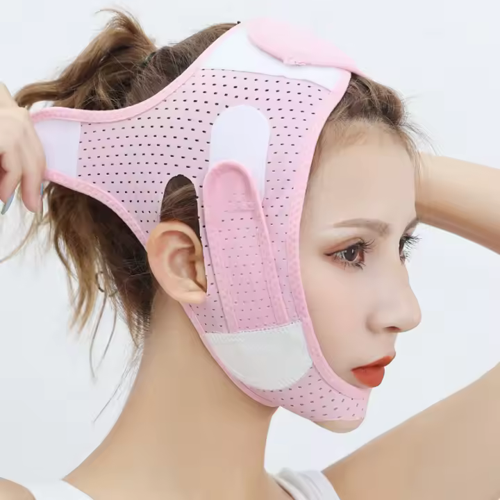 Reductor De Doble Mentón V Shaped Para Mujeres Eliminador De Máscara Antiarrugas Ajuste De Cinturón Dispositivo De Levantamiento - 1