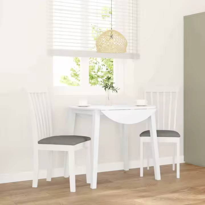 vidaXL Sillas de comedor con cojines 2uds madera maciza caucho en color Blanco y marrón/Natural y crema/Blanco y más | cómodas modernas ergonómicas para comedor cocina salón hogar - 1