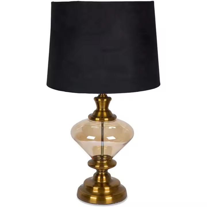 Lampara de cristal dorado con tulipa negra queeny  Material: Cristal Medidas (Ancho*Alto*Fondo): 40*70*40Presume de casa - 1