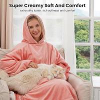 Manta de Sudadera con Capucha de Gran tamaño, Manta de Sudadera Sherpa, suéter Acogedor para Mujeres Hombres Adultos (Rosa) - details 2
