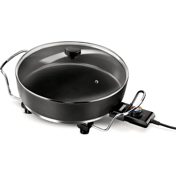 Cazuela multiusos eléctrica versátil, 25 cm de diámetro, 7,3cm de profundidad, termostato regulable, 1700 W, Negro, Princess Cazuela Eléctrica, Versátil - 1