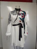 Vestido De Mujer Verano Elegante Con Estampado Largo Cuello V Encaje Casual Vestidos De Cintura Ajustada Moda Europea Y Estadounidense - details 18