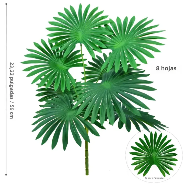 Planta Artificial De Palma Tropical Grande 60-105cm (37.2 Pulgadas) Hoja De Ventilador Decoración Para Oficina Y Hogar - 1