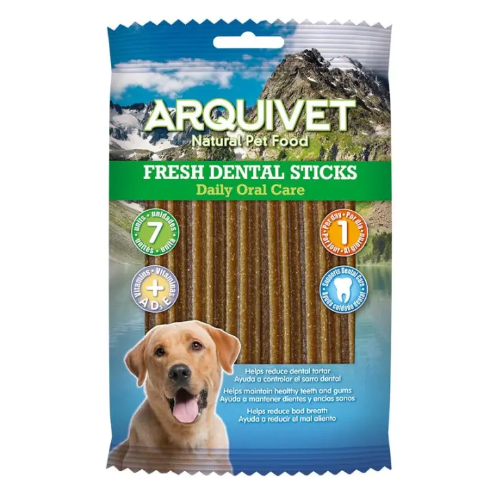 Snack dental para Perros 7 unidades, Palitos para Perros Dentales, Fresh Dental Sticks Arquivet - 1