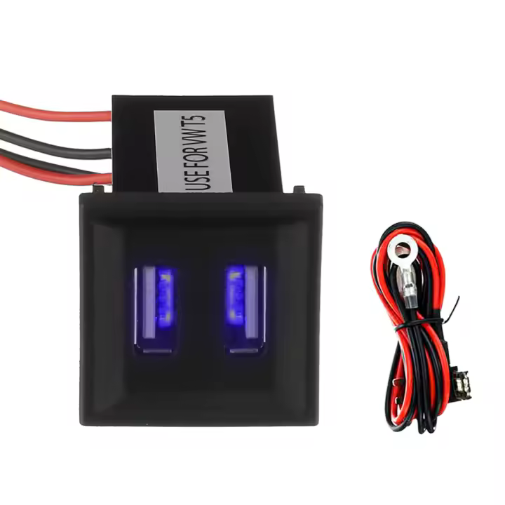 Adaptador De Cargador Dual USB Para Coche HulitTop ABS Plástico Compatible Con Volkswagen T5 Transporter 2003-2009 - 1