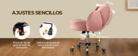 Silla de Escritorio Silla de Oficina Ergonómica sin Brazos Tapizada Rosa con Ruedas Giratorias Respaldo Diseño Nube en Tejido Bouclé Altura Ajustable - details 2