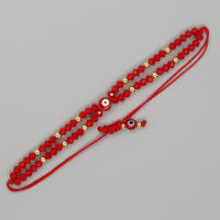 Pulsera Bohemia Estilo Con Ojos Rojos Y Resina De Aceite Pulsera De Bola De Cobre Y Cristal Rojo Para Mujer 2-Banda Transporte - details 4