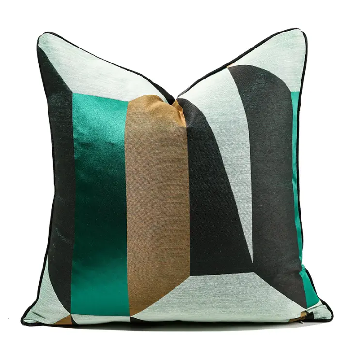 Cubierta De Cojín Moderna En Verde Arte Nórdico Para Sala De Estar Y Cama Estilo TWILL Poliéster/Celulosa Bordado Personalizado - 1