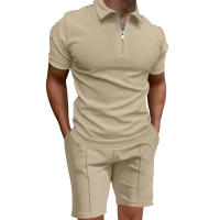 Camisa Polo Para Hombre Verano 2024 Conjunto De Color Sólido Con Cuello En V Manga Corta Ajustada Estilo Casual - details 10