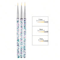 Set De 3 Brochas Para Arte De Uñas Con Estampado Francés 3Pcs Línea De Dibujos 3D Para Gel UV Uso DIY Herramientas De Manicura - details 4