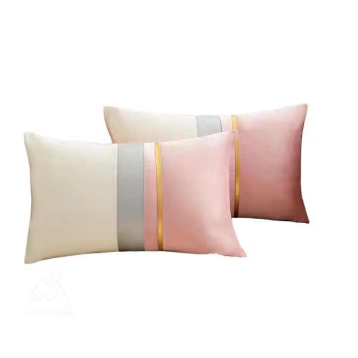 REINOMANSIDI SL - Pack de 2 -Relleno incluido 30X50cm Fundas de Cojin con Rellenos Incluido, Decorativas Rectángulo para Sofá 30 x 50 cm Rosa y Blanco Empalme con Rayas Cuero Dorado Plateado Terciopelo Funda Cojín Regalo Accesorios Hogar,12 x 20 Pulgadas - 1