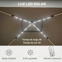 Outsunny Carpa Plegable 3x3 m Cenador de Jardín con Doble Techo 4 Mosquiteras 20 Luces LED Solares Altura Ajustable Mando a Distancia y Bolsa de Transporte para Jardín Patio Fiestas Gris - details 3