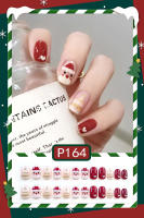 Juego De 24 Uñas Postizas De Acrílico Navidad Con Hojas Plateadas Falsas Uñas Cortas Francesas Adhesivas Removibles Para Fiesta - details 4