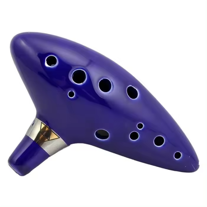 Flauta barítono de cerámica Ocarina en modo C de 12 agujeros Instrumento de flauta Ocarina de la leyenda de Zelda azul - 1