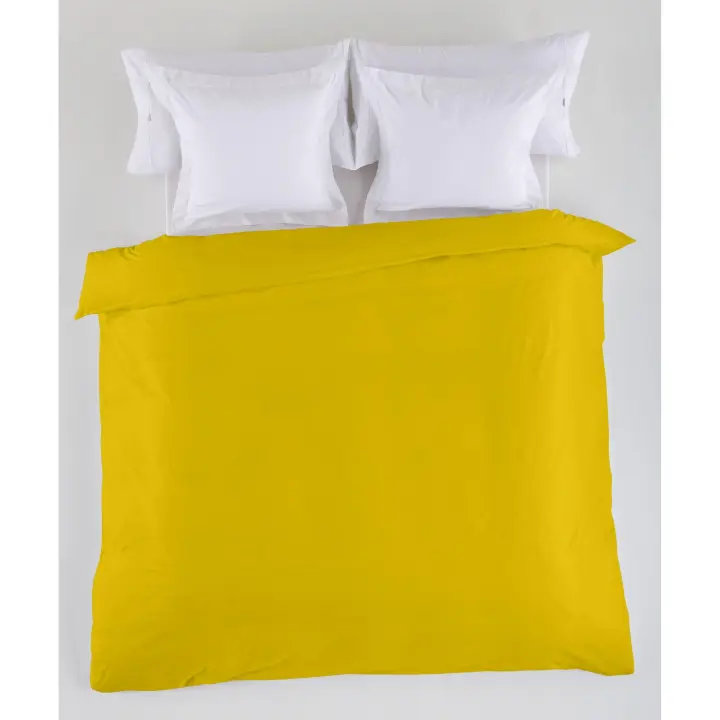 FUNDA NORDICA lisa color mostaza - Cama de 135/140 (1 pieza) - 50% algodón / 50% poliéster - 144 hilos. Gramage: 115 - Fijalo - 1