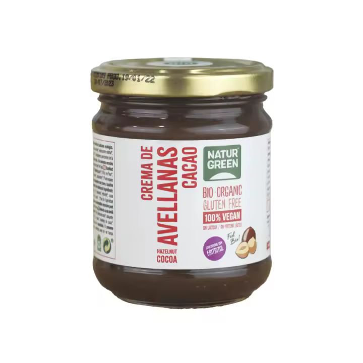 Crema de Avellanas Cacao Sin Gluten y sin Azúcares Añadidos 200g - NaturGreen - 1