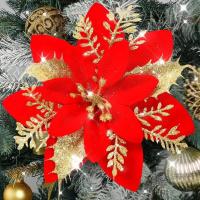 50/3pcs Flores De Navidad Plateadas Y Plateadas Artificiales Poinsettia De 14cm Adorno De Árbol De Navidad Decoración De Hogar Para Año Nuevo - details 4