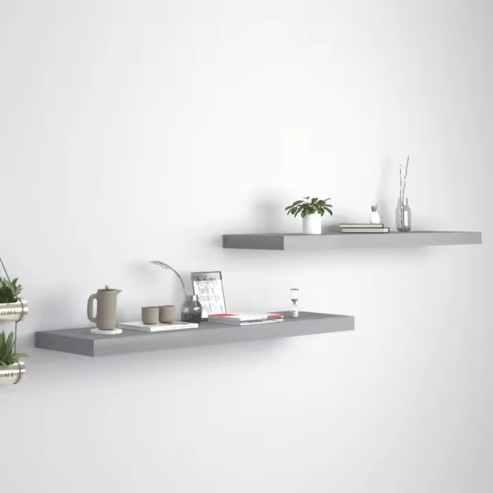 Estantes flotantes de pared 2 uds MDF gris 90x23,5x3,8 cm - 1