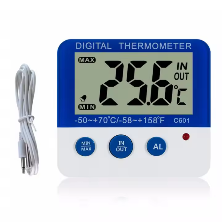 Termómetro Digital Para Nevera Con Alarma Y Mostrador De Temperatura Máxima Y Mínima Pantalla LCD Para Interior Y Exterior - 1