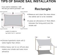 Toldo Vela de Sombra Rectangular 4x5m Impermeable Protección UV en Prueba de Viento para Patio Jardín, Terraza - details 3
