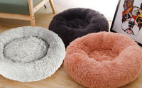 Cama de Felpa Deluxe Plush Redonda de Pelo Nido de Donut para Mascotas Deluxe para Gatos y Perros XH034 (Diameter:40cm, Light Brown) - details 5