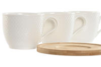 Set de 6 Tazas de Porcelana con Plato de Bambú – Elegancia y Sencillez. OJO !!! Capacidad de las Tazas: 90 ml: Ideal para espresso. 220 ml: Ideal para café americano. Viene en una caja cuidadosamente diseñada, lo que lo conviert - details 0