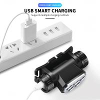 Linterna Frontal Recargable USB Con 5 LEDs Super Brillantes Luz Amarilla Y Azul Batería Integrada 18650 Para Pesca Al Aire Libre - details 4