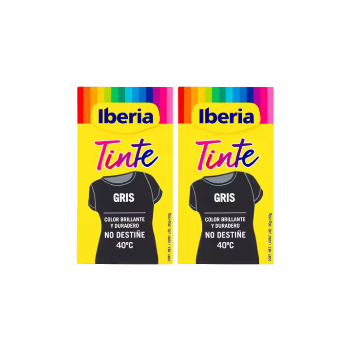 IBERIA 2 unidades IBERIA TINTE ROPA no destiñe 40º #gris 70 gr - 1