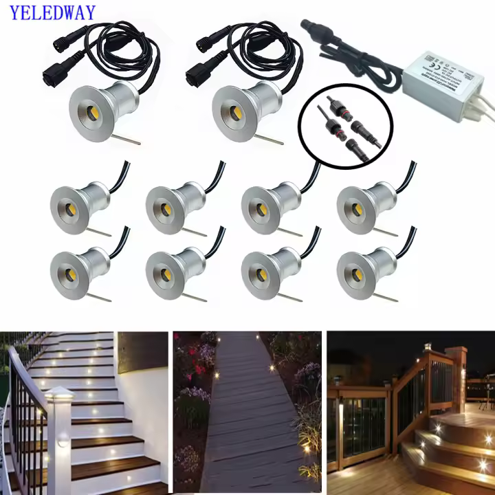 Lámpara De Pasillo Exterior 1W Mini LED Recubierta De Aluminio Impermeable Para Jardín Camino Escalera Paisaje 12V 220V - 1