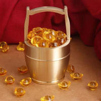 1Pieza Olla De Latón Pura Ornamento De Oro Suerte Feng Shui Decoración Para Escritorio Del Hogar Regalo Figura De Metal Sin Ingotos - details 0