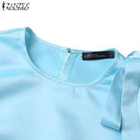 Vestido Mini Elegante Sin Mangas Para Mujer ZANZEA Estilo Coreano Con Decoración De Flor Y Lazo Cuello Redondo Vintage Para Fiesta De Vacaciones Otoño 2024 - details 6