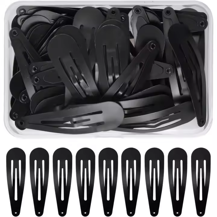 50PCS Negro Pinza de Melo para Niños Mujeres, 5CM Clips de Melo de Metal, Horquillas Melo, Accesorios Cabello, Pinza PARA EL Cabello, Pernos de Melo, Clips de pelo para Niños, bebidas, Chicas - 1