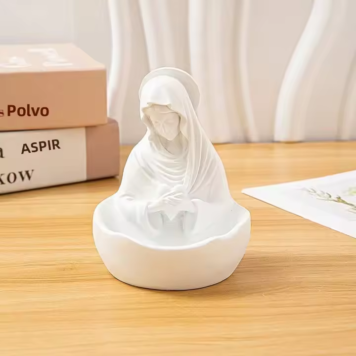 Estatua De La Virgen María En Resina/Plástico 1Pc Adorno Religioso Figura Exquisita Católica Para Decoración De Habitaciones Hecha a Mano - 1
