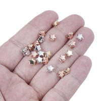 100pcs Cuentas Redondas De Estrella 4mm 5mm 6mm En Oro Y Plata Para Fabricación De Joyas Accesorios DIY Espaciadores Libres - details 1