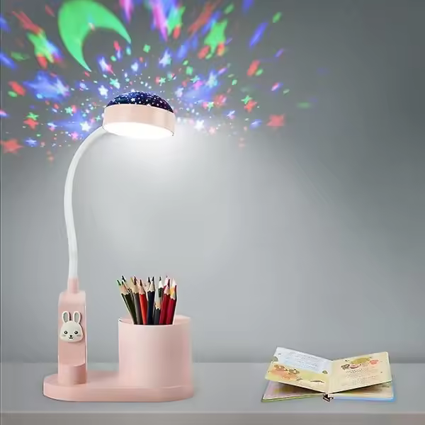 Lámpara de escritorio para niños, lámpara de noche con portalápices, de color Automático Cambio, lámpara de Lectura LED recargable y regulable. - 1