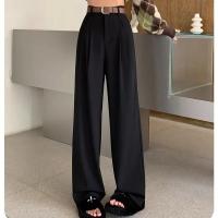 Pantalones Clásicos Para Mujer 2024 Cintura Alta Pierna Ancha Cómodos Y Versátiles Estilo Diario Traje Elegante Con Bolsillos Y Pliegues - details 13