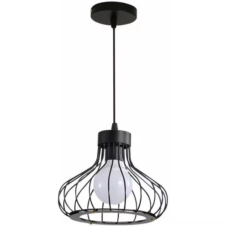 Lámpara Colgante Vintage Industrial Luz de Techo de Metal Iluminación E27 Arañazos Hallway Porch Negro - 1