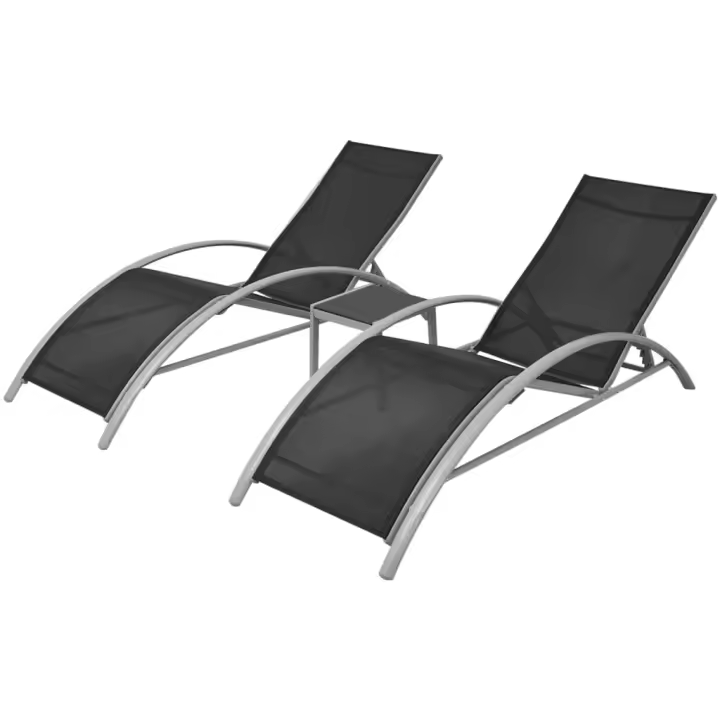 vidaXL Tumbonas con mesita aluminio Sillas de Exterior Ideal para jardín, playa, piscina, terraza Tumbona Piscina Tumbonas Playa Tumbonas Jardín Exterior - 1