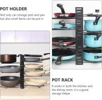 Plegado de varias capas ollas y sartenes organizador de rack Pan Pot titular de la tapa de la pantalla de almacenamiento de utensilios de cocina bandeja de soporte para gabinete de cocina mostrador de la Oficina - details 2