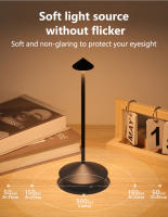 Lámpara De Mesa Recargable LED Táctil Sin Cable Con Luz Ambiental De Metal En Tres Colores Para Lectura Y Decoración Exterior - details 10