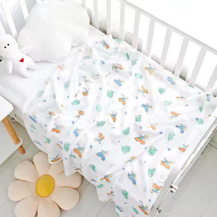 Mullito De Algodón Para Recién Nacidos 110x120cm Dos Capas Suave Para Baño Y Saco De Dormir Cubierta De Carrito De Bebé Unisex Geométrico Primavera/Otoño - 1