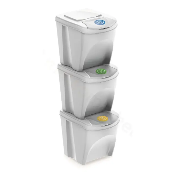Prosperplast - Juego de 3 Cubos de Reciclaje de 75 Litros en Varios Colores - 1